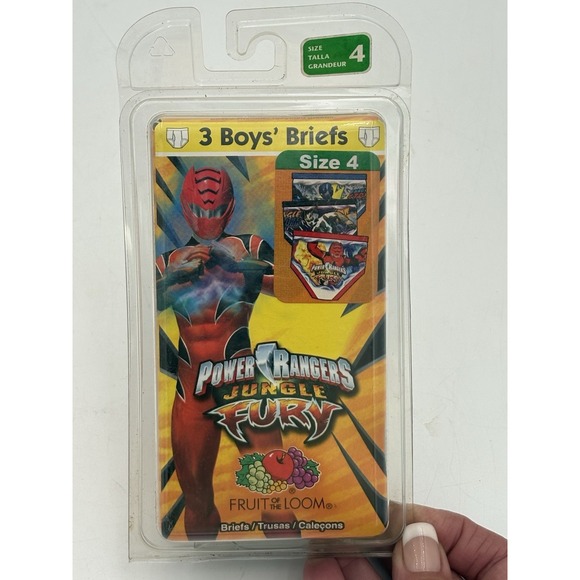VTG 2007 Power Rangers Jungle Fury Boys Briefs Sz 4 FRUIT OF THE LOOM FUNPALS - Picture 1 of 5